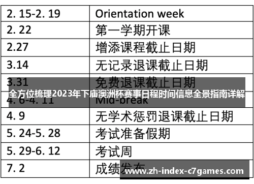 全方位梳理2023年下庙澳洲杯赛事日程时间信息全景指南详解